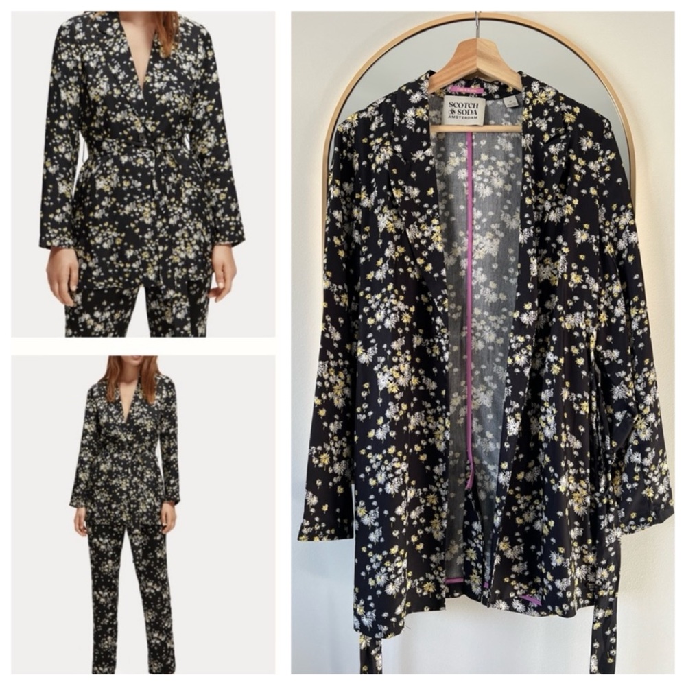 Scotch & Soda Set | Floral Belted Blazer + Nina Floral Print Tapered Pants
